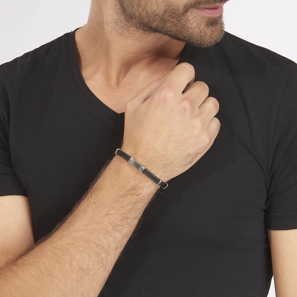 Bracelet Yannik Acier Blanc - Bracelets cordon Homme | Histoire d&rsquo;Or