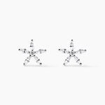 Boucles D'oreilles Puces Horcia Or Blanc Oxyde De Zirconium - Clous d'oreilles Femme | Histoire d&rsquo;Or