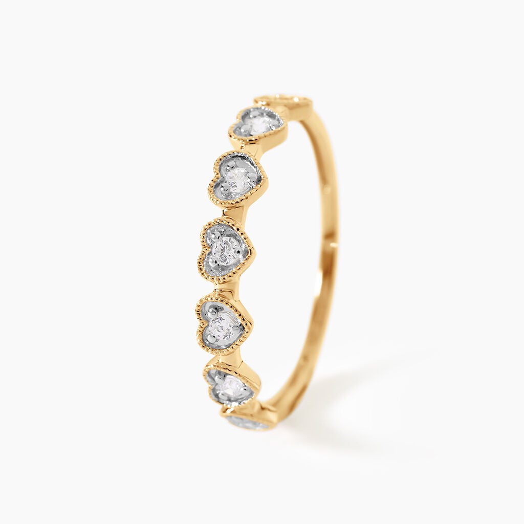 Bague Cheri Argent Dor&eacute; A L'Or 750/1000 Oxyde De Zirconium - Bagues avec pierre Femme | Histoire d&rsquo;Or