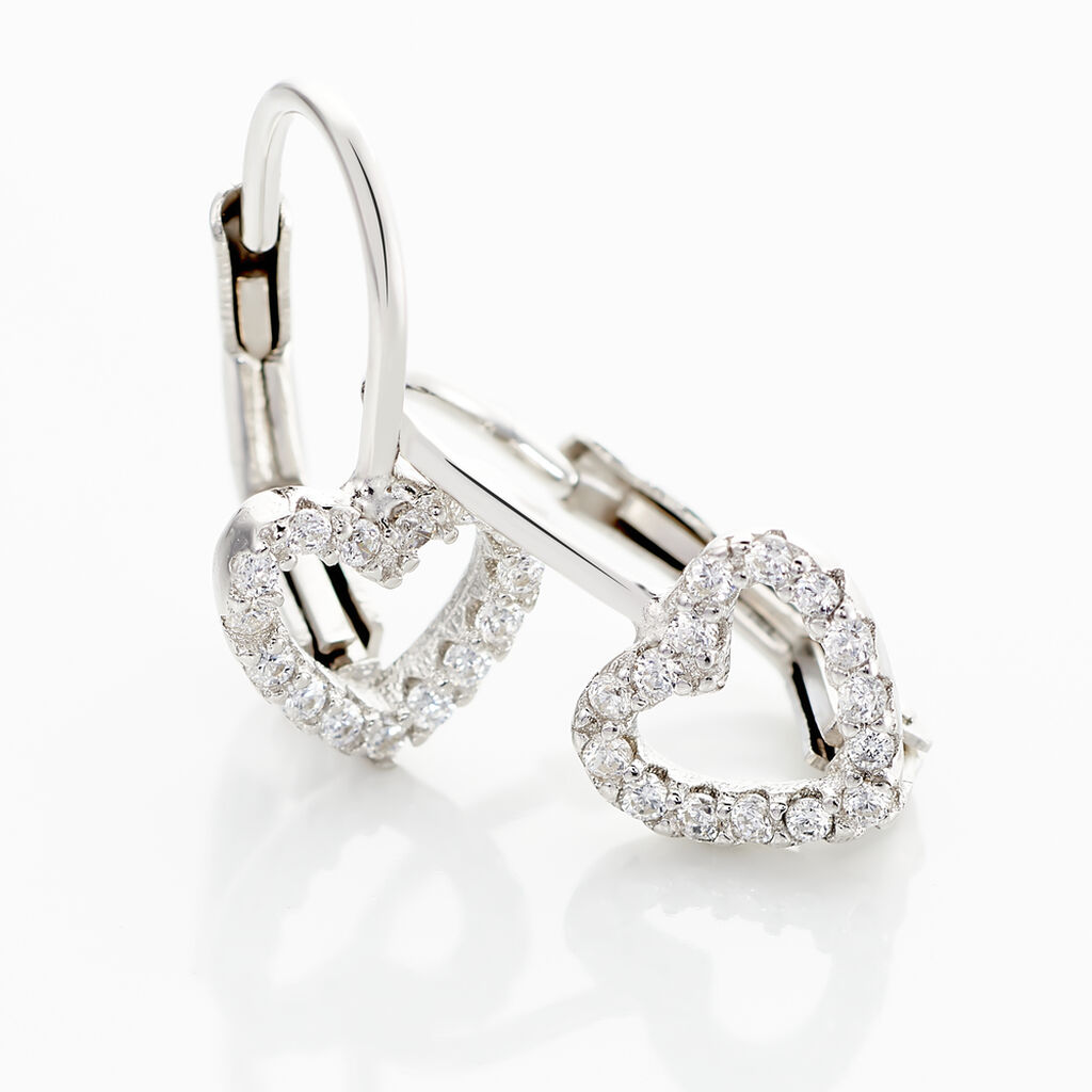 Boucles D'oreilles Pendantes Elisene Argent Blanc Oxyde De Zirconium - Boucles d'oreilles fantaisie Femme | Histoire d’Or
