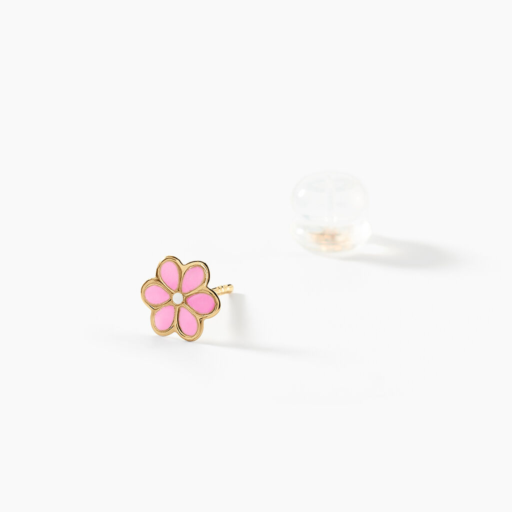 Boucles D'oreilles Puces Or Jaune Talia Email - Clous d'oreilles Enfant | Histoire d’Or