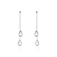 Boucles D'oreilles Pendantes Djime Or Blanc Amethyste