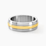 Bague John Acier Bicolore Plaque Or Jaune - Bagues fantaisie Homme | Histoire d&rsquo;Or