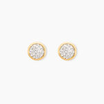 Boucles D'oreilles Puces Edmee Cercle 0 Or Jaune Strass - Clous d'oreilles Femme | Histoire d&rsquo;Or