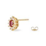 Boucles D'oreilles Puces Vladimir Or Jaune Diamant Et Rubis - Clous d'oreilles Femme | Histoire d&rsquo;Or