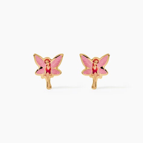 Boucles D'Oreilles Puces Feerie Argent Dor&eacute; A L'Or 750/1000 - Boucles d'oreilles fantaisie Enfant | Histoire d&rsquo;Or