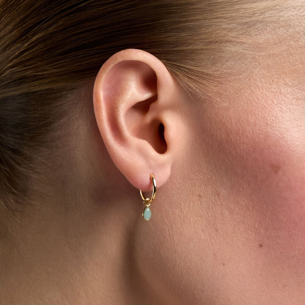 Cr&eacute;oles Ondee Argent Dor&eacute; A L'Or 750/1000 Amazonite - Boucles d'oreilles cr&eacute;oles Femme | Histoire d&rsquo;Or