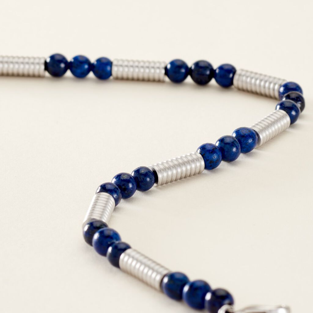 Bracelet Olek Acier Blanc Lapis Lazuli - Bracelets Homme | Histoire d’Or
