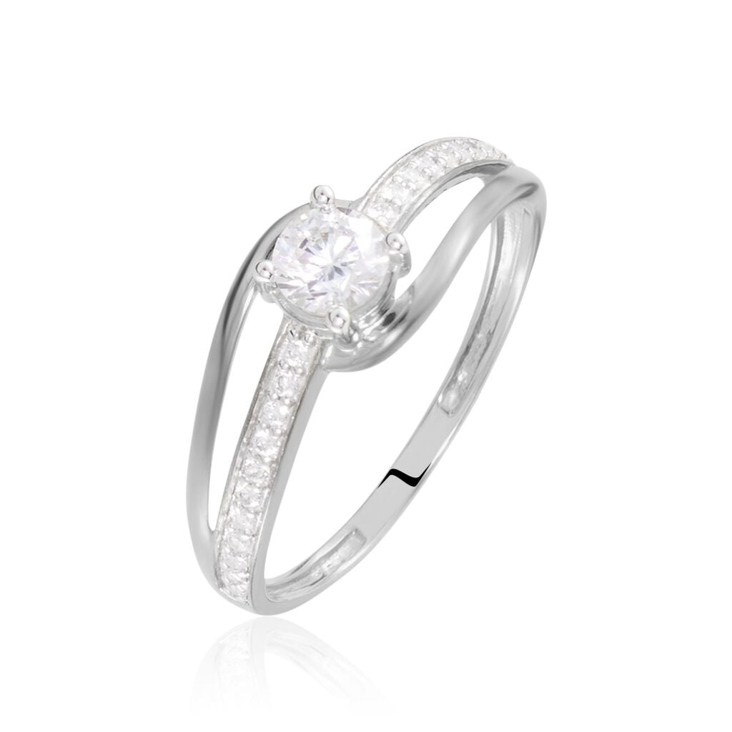 Bague Armelle Or Blanc Oxyde - Bagues solitaires Femme | Histoire d&rsquo;Or