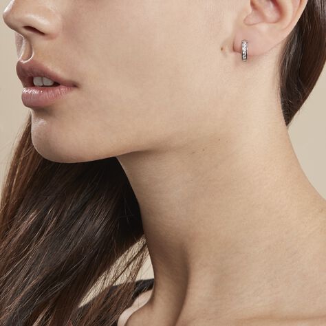 Créoles Tuna Rondes Argent Blanc Oxyde De Zirconium - Boucles d'oreilles créoles Femme | Histoire d’Or