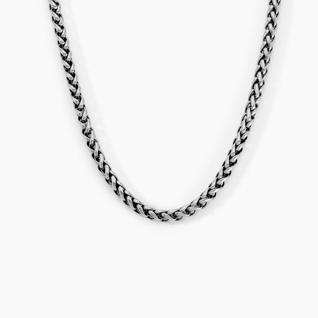 Collier Raph Maille Palmier Acier Gris - Bijoux sans pierre Homme | Histoire d&rsquo;Or