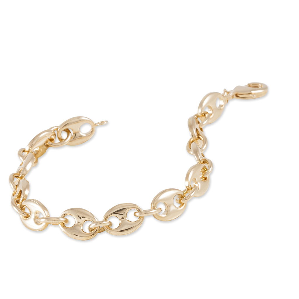 Bracelet Capucine Maille Grain De Cafe Plaque Or Jaune - Bracelets chaîne Femme | Histoire d’Or