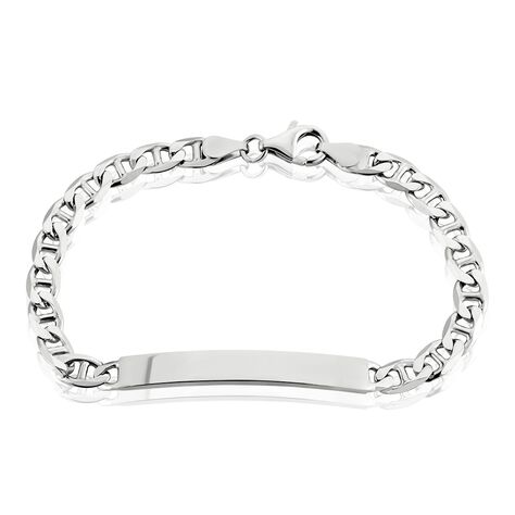 Bracelet Identité Argent Blanc Bobbi - Gourmettes Homme | Histoire d’Or