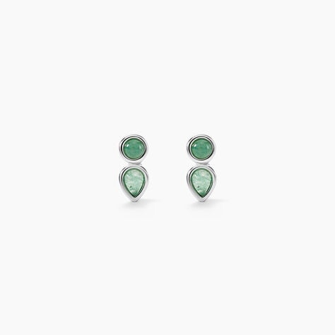 Boucles D'Oreilles Puces Evasion Argent Blanc Aventurine - Boucles d'oreilles fantaisie Femme | Histoire d&rsquo;Or
