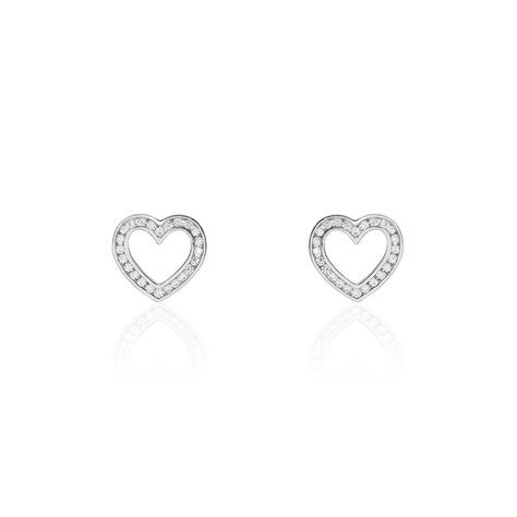 Boucles D'oreilles Puces Quintin Argent Blanc Oxyde De Zirconium - Boucles d'oreilles fantaisie Femme | Histoire d’Or