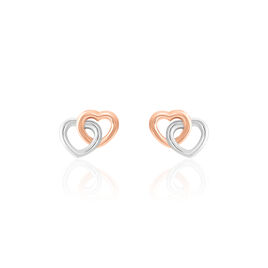Boucles D'oreilles Puces Donna Coeurs Ajoures Or Rose - Boucles d'Oreilles Coeur Femme | Histoire d’Or
