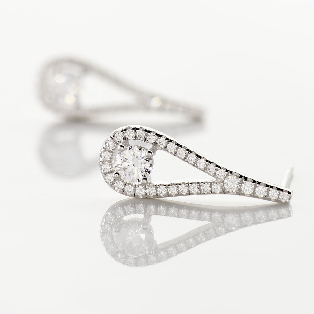 Boucles D'oreilles Pendantes Antonietta Argent  Oxyde De Zirconium - Boucles d'oreilles fantaisie Femme | Histoire d’Or