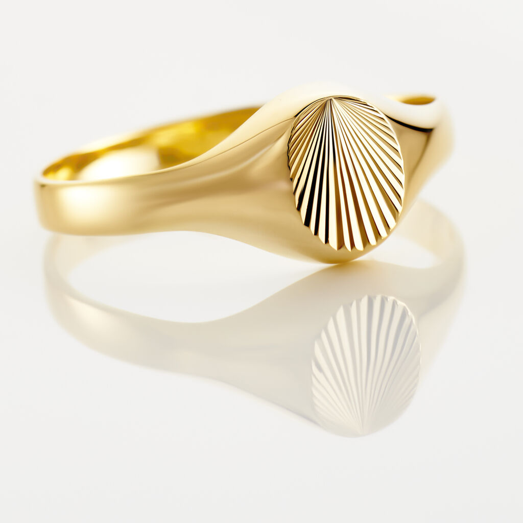 Chevaliere Solarium Or Jaune Ovale Soleil - Chevali&egrave;res Famille | Histoire d&rsquo;Or