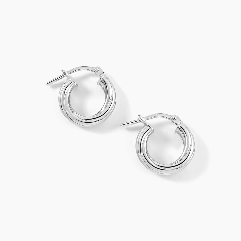 Cr&eacute;oles Maia Argent Blanc - Boucles d'oreilles cr&eacute;oles Femme | Histoire d&rsquo;Or