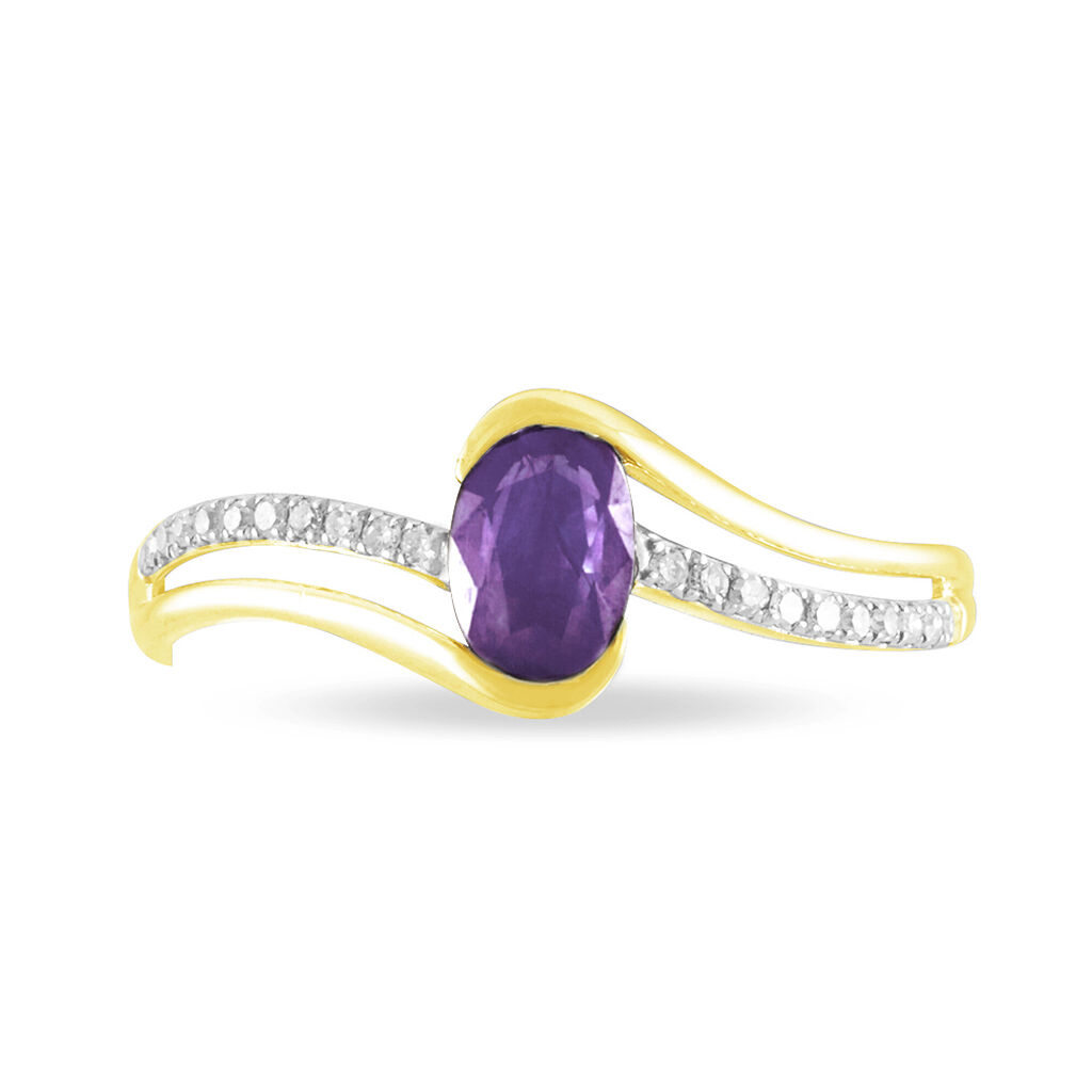 Bague Anja Or Jaune Amethyste Et Diamant - Bagues solitaires Femme | Histoire d&rsquo;Or