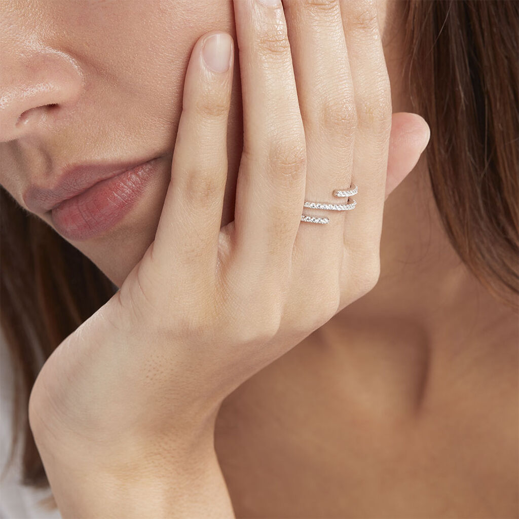 Bague Argent Blanc Bennett Oxydes De Zirconium - Bagues avec pierre Femme | Histoire d’Or