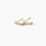 Boucles D'Oreilles Puces The Crown Argent Dor&eacute; A L'Or 750/1000 Oxyde De Zirconium - Clous d'oreilles Femme | Histoire d&rsquo;Or