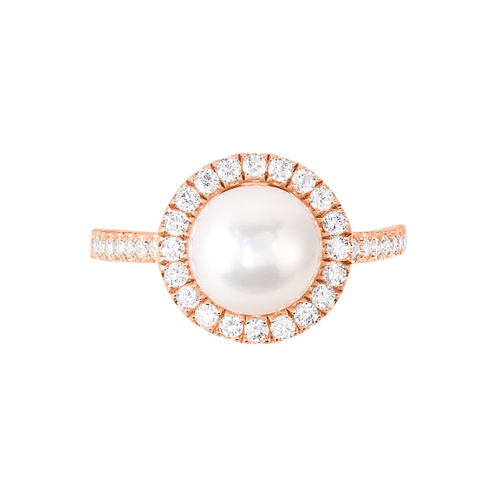 Bague Olivia Argent Rose Perle De Culture Et Oxyde De Zirconium - Bagues avec pierre Femme | Histoire d’Or