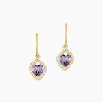 Boucles D'oreilles Pendantes Rosaline Or Jaune Amethyste Et Oxyde - Boucles d'oreilles pendantes Femme | Histoire d&rsquo;Or