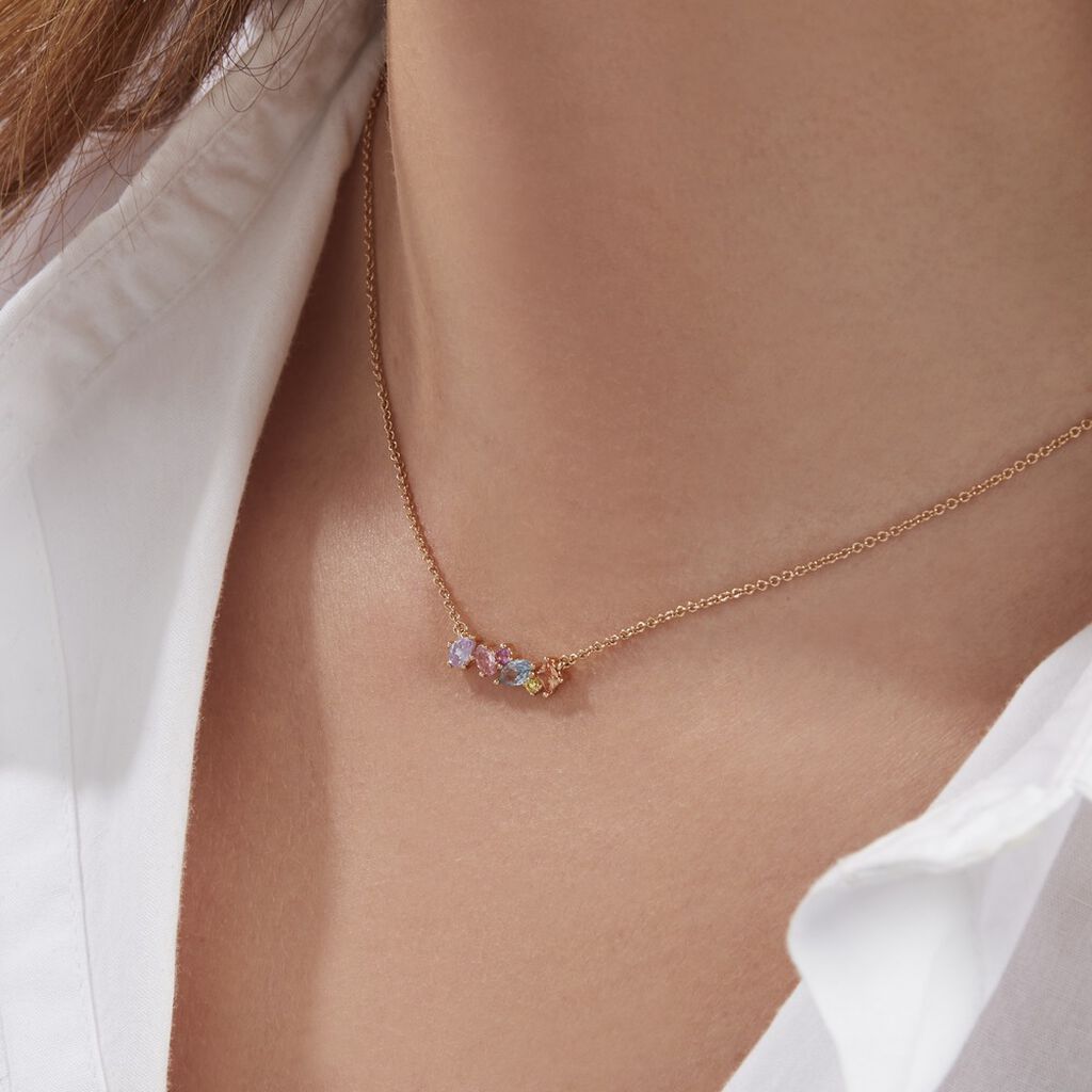 Collier Ikaia Plaqué Or Jaune Aqua Marine Synthétique Oxyde - Colliers Femme | Histoire d’Or