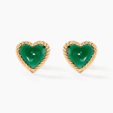 Boucles D'oreilles Puces Par Amour Plaque Or Jaune Agate - Boucles d'oreilles fantaisie Femme | Histoire d’Or