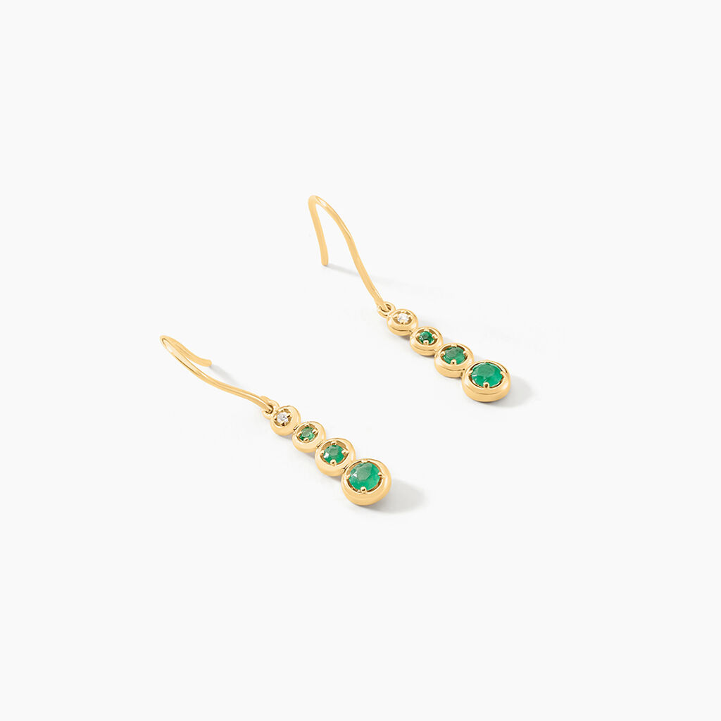 Boucles D'oreilles Pendantes Josephine Or Jaune Emeraude - Boucles d'oreilles pendantes Femme | Histoire d’Or