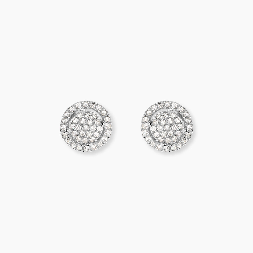 Boucles D'oreilles Puces Soleil D'hiver Or Blanc Diamant - Boucles d'oreilles pierres pr&eacute;cieuses Femme | Histoire d&rsquo;Or