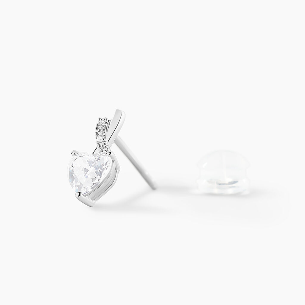 Boucles D'oreilles Puces Clothilde Or Blanc Oxyde De Zirconium - Clous d'oreilles Femme | Histoire d’Or