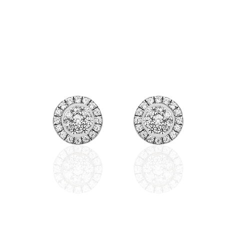 Boucles D'oreilles Puces Verane Argent Blanc Oxyde De Zirconium - Boucles d'oreilles fantaisie Femme | Histoire d&rsquo;Or