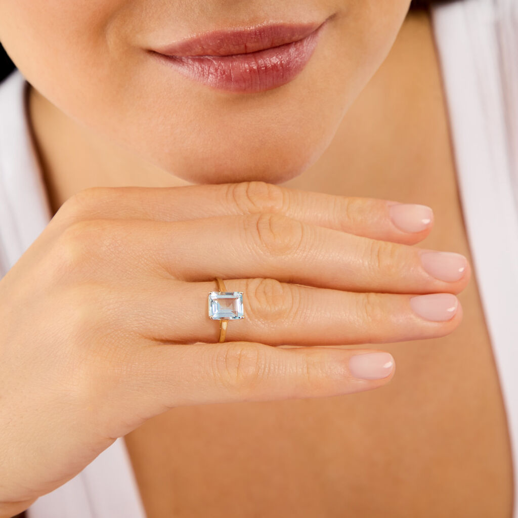 Bague Faraj Argent Dor&eacute; A L'Or 750/1000 Topaze - Bagues solitaires Femme | Histoire d&rsquo;Or