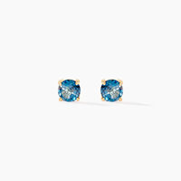 Boucles D'oreilles Puces Elea Or Jaune Topaze Bleu London