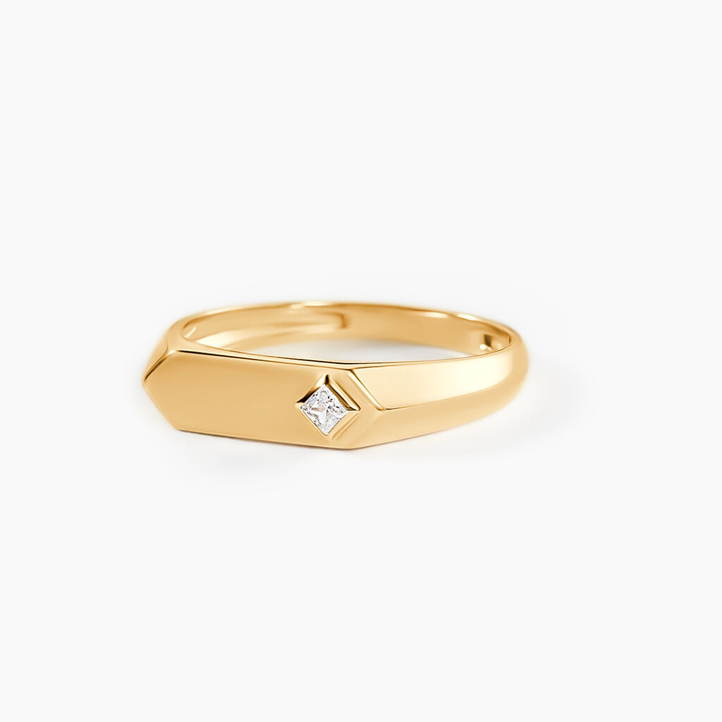 Chevalière Madhavi Or Jaune Oxyde De Zirconium - Bagues solitaires Unisex | Histoire d’Or