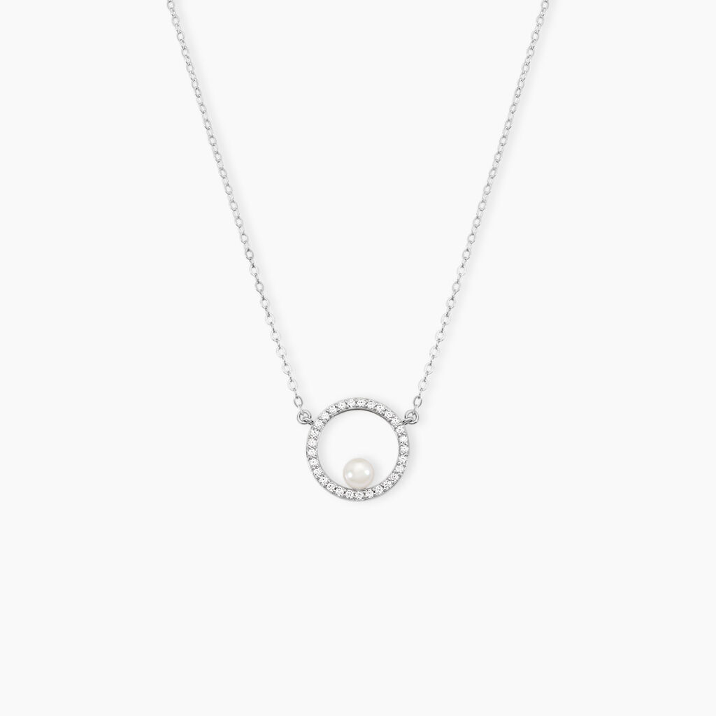 Collier Marthe Argent Blanc Perle De Culture Et Oxyde De Zirconium - Colliers fantaisie Femme | Histoire d&rsquo;Or
