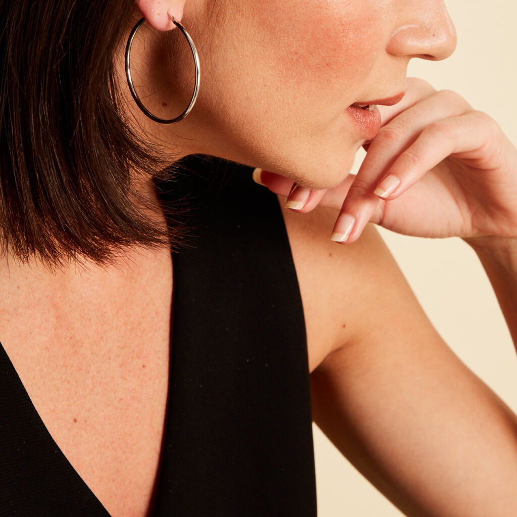 Créoles Or Blanc Rond - Boucles d'oreilles créoles Femme | Histoire d’Or