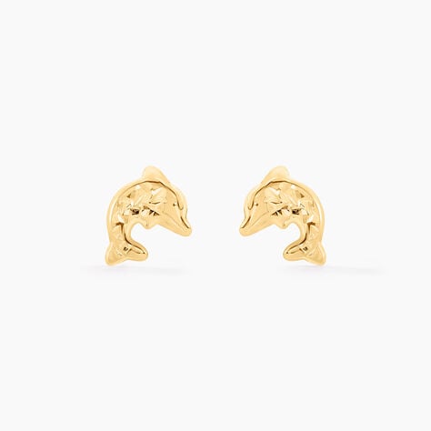 Boucles D'oreilles Puces Arisaema Dauphin Or Jaune - Clous d'oreilles Enfant | Histoire d&rsquo;Or