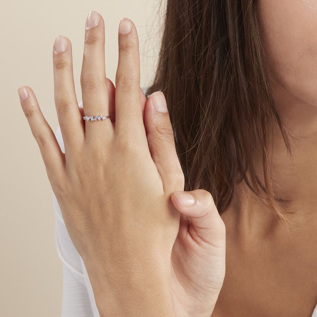 Bague Adonia Argent Blanc Oxyde De Zirconium Bleu - Bagues avec pierre Femme | Histoire d’Or