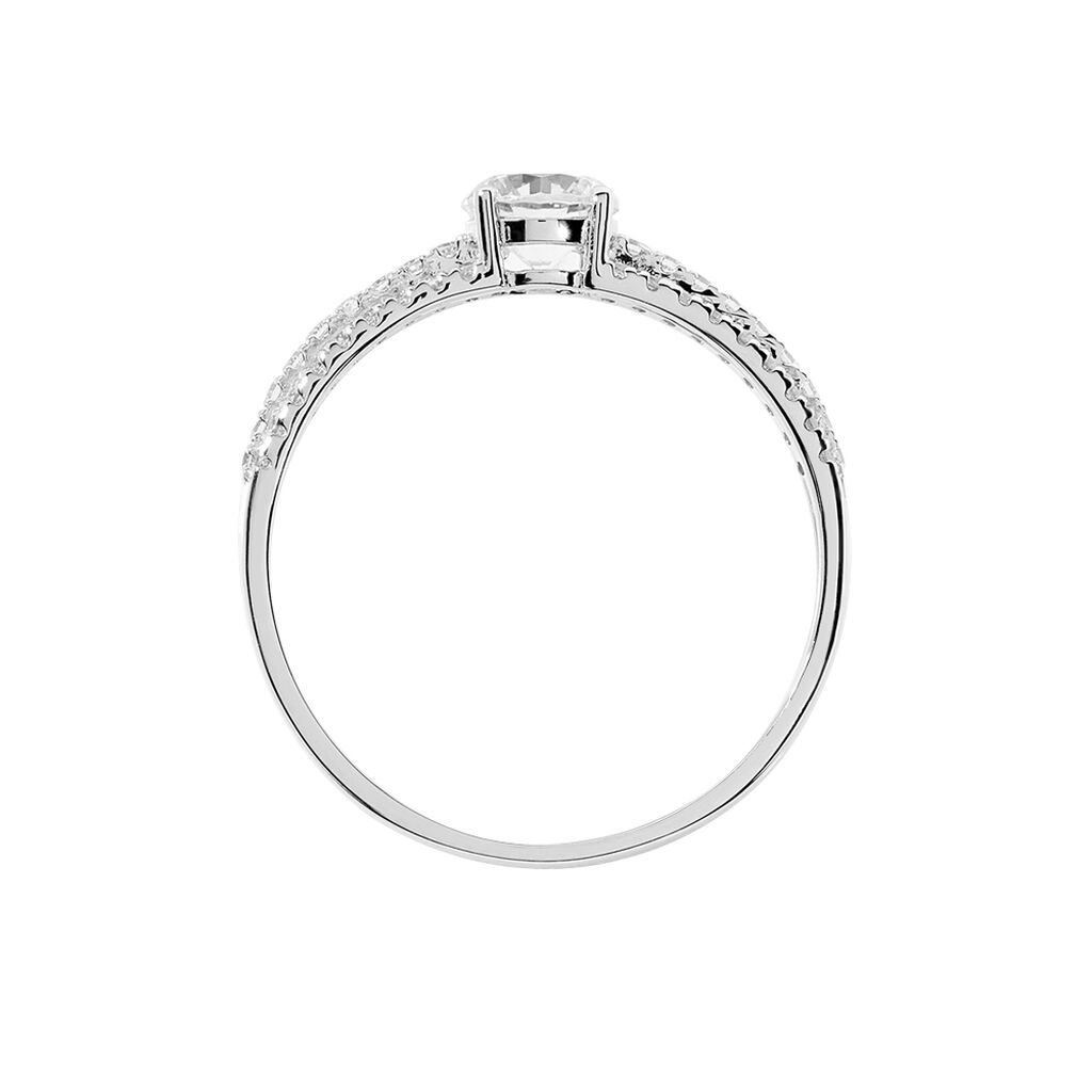 Bague Solitaire Ceridwen 3 Rangs Or Blanc Oxyde De Zirconium - Bagues solitaires Femme | Histoire d’Or