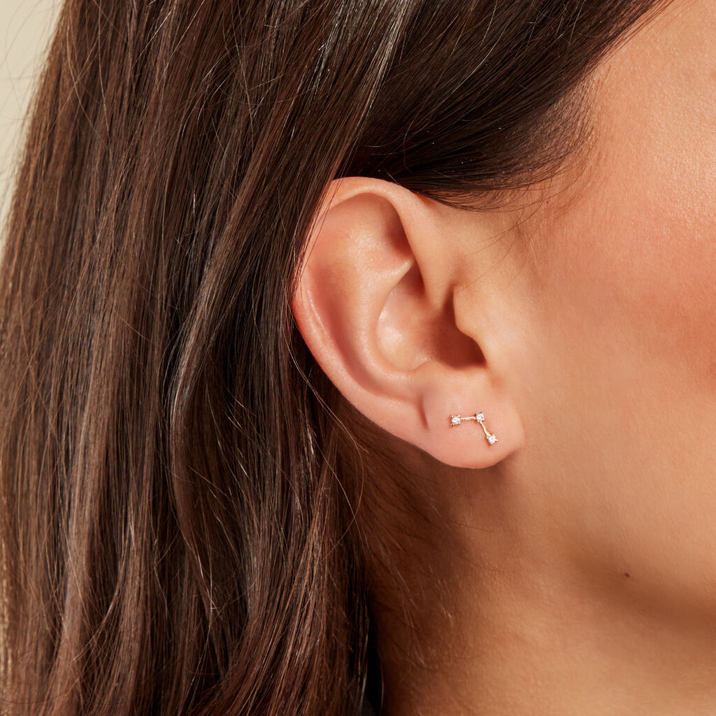 Boucles D'oreilles Puces Sterre Or Jaune Oxyde De Zirconium - Clous d'oreilles Femme | Histoire d’Or