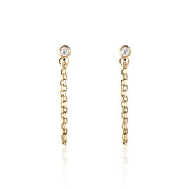 Boucles D'oreilles Pendantes Plaqué Or Lienard Oxydes De Zirconium - Boucles d'oreilles fantaisie Femme | Histoire d’Or