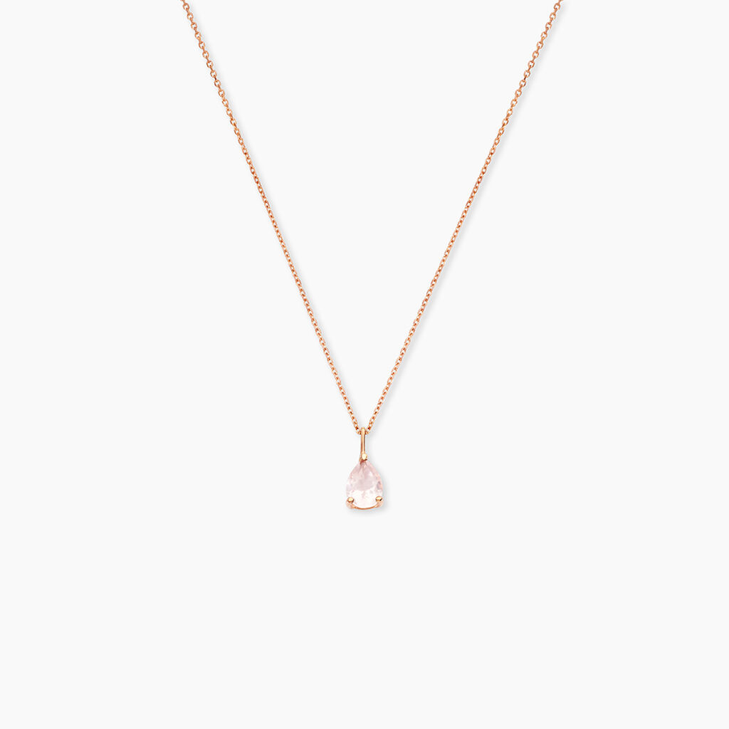 Collier Goutte Or Rose Quartz - F&ecirc;te des m&egrave;res Femme | Histoire d&rsquo;Or