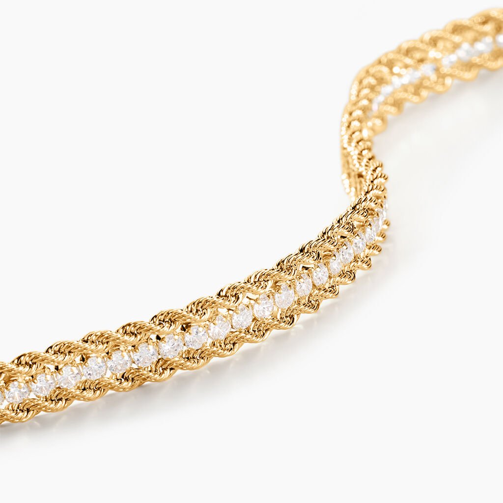 Bracelet Jerry Maille Corde 3 Rangs Or Bicolore Oxyde De Zirconium - Bracelets chaîne Femme | Histoire d’Or