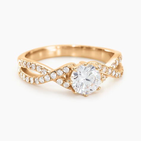 Bague Solitaire Plaqué Or Jaune Arienne Oxydes De Zirconium - Bagues solitaires Femme | Histoire d’Or