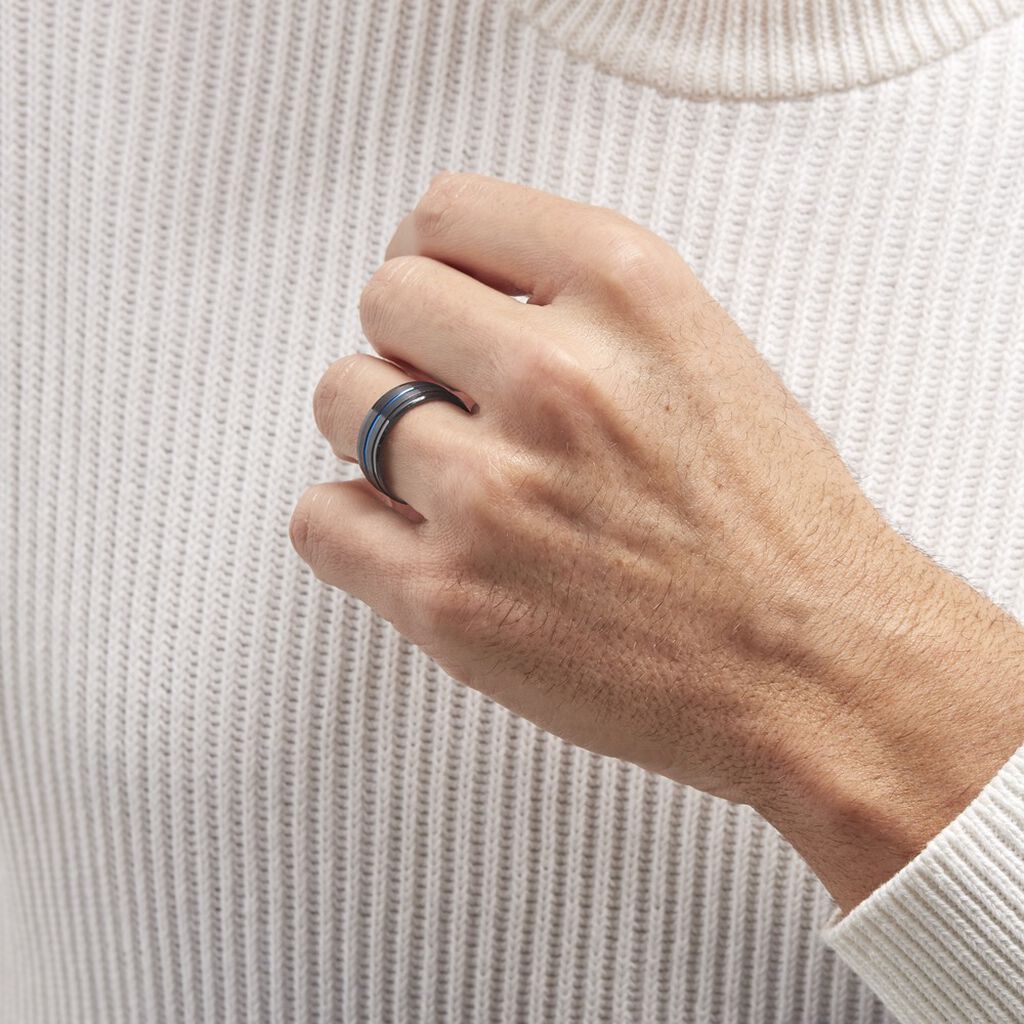 Bague Acier Noir Rick - Bagues fantaisie Homme | Histoire d’Or