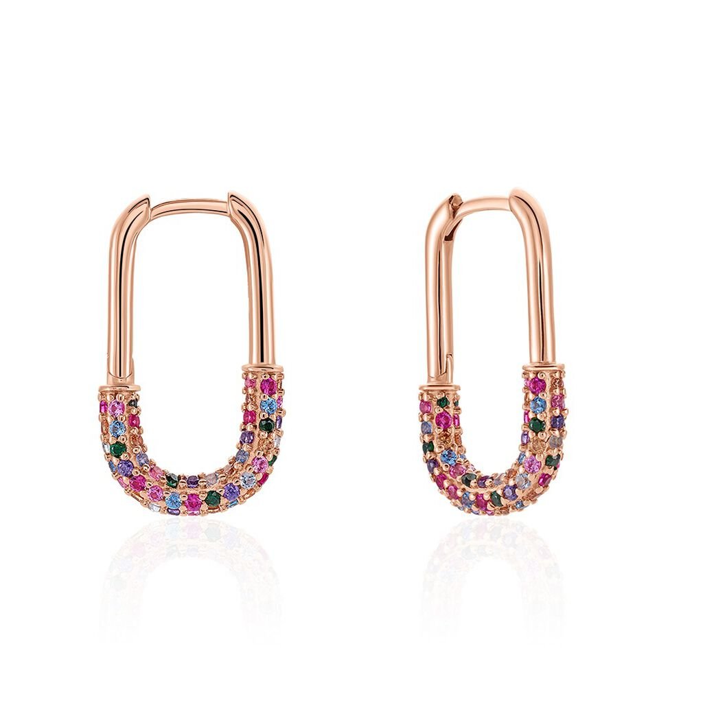 Cr&eacute;oles Urban Call Argent Rose Pierre De Synthese Oxyde De Zirconium - Boucles d'oreilles cr&eacute;oles Femme | Histoire d&rsquo;Or