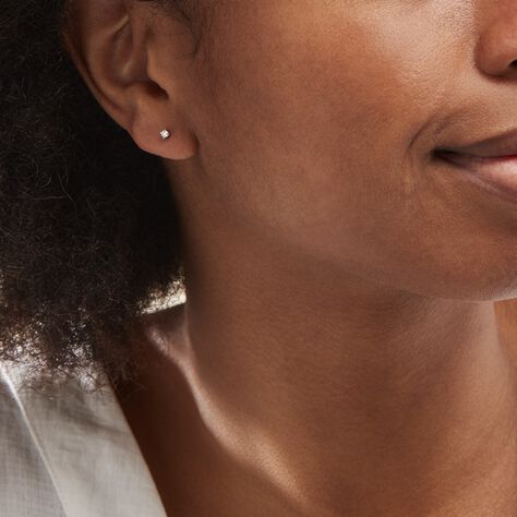 Boucles D'oreilles Puces Aphrodite Or Blanc Diamant - Clous d'oreilles Famille | Histoire d’Or